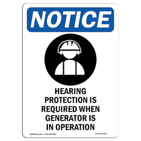 Signmission OSHA Sign, Hearing Protection, 14in X 10in Aluminum, 10" W, 14" H, Portrait, OS-NS-A-1014-V-13422 OS-NS-A-1014-V-13422